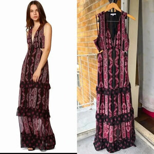 Avec Les Filles Rosie Tiered Maxi Dress size 10